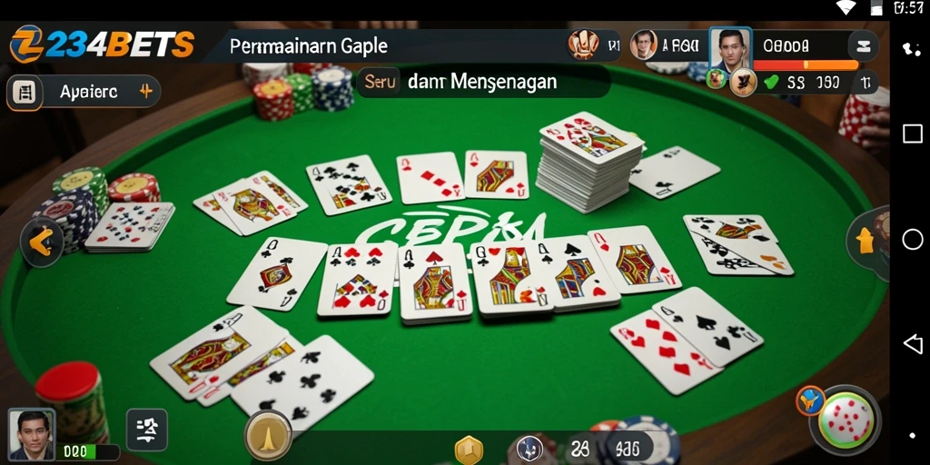 Tampilan gameplay seru dari permainan Gaple 1234BETS.