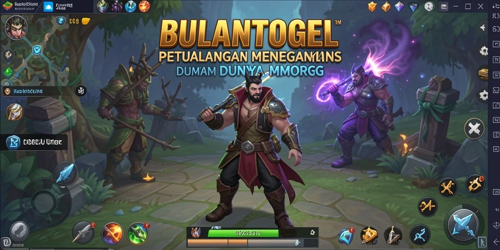Tampilan gameplay BULANTOGEL dengan pertempuran dan eksplorasi dunia.