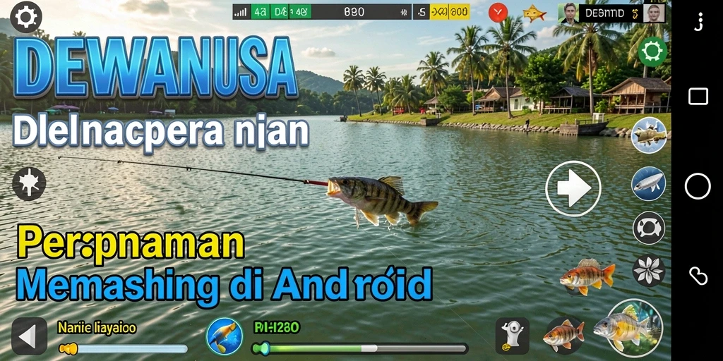Gameplay DEWANUSA yang seru dan mendebarkan saat memancing ikan.