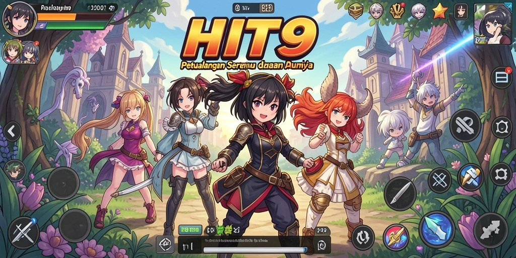 Tampilan gameplay HIT9 dengan karakter anime yang menarik.
