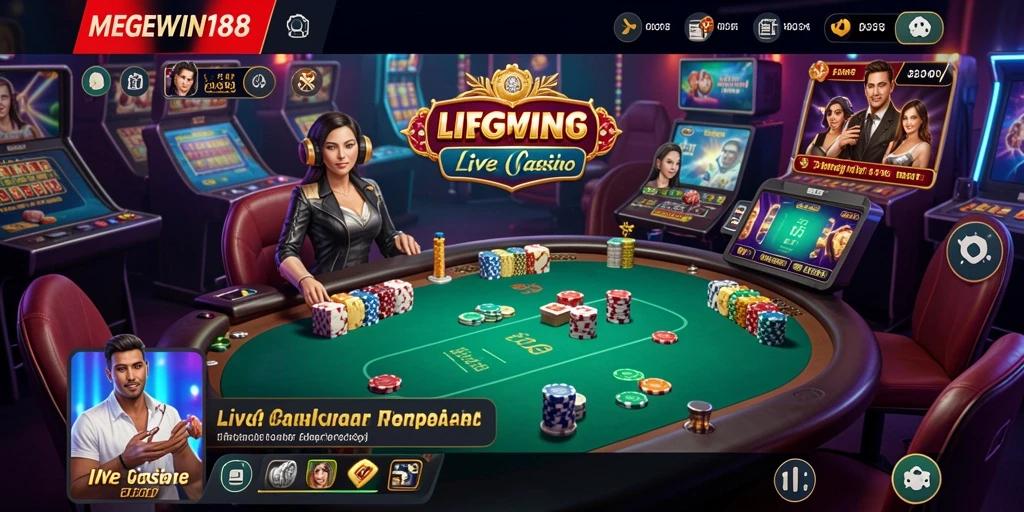 Tampilan permainan Live Casino yang mendebarkan di MEGEWIN188.