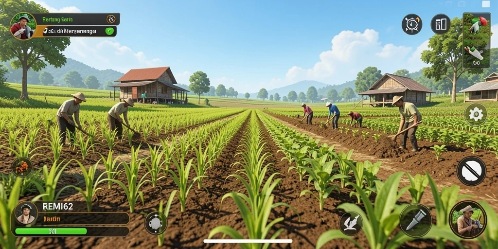 Tampilan gameplay seru dalam bertani di REMI62.
